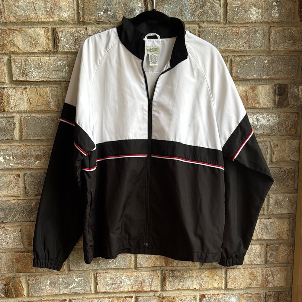 Classic Elements Black And White Windbreaker With… - image 1